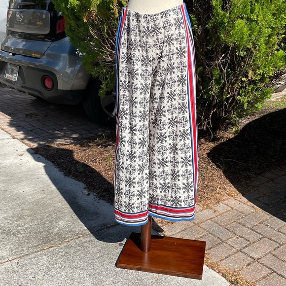 Zara Scarf Print Flowing Wide Leg High Waist Palazzo Pants - Picture 3 of 9